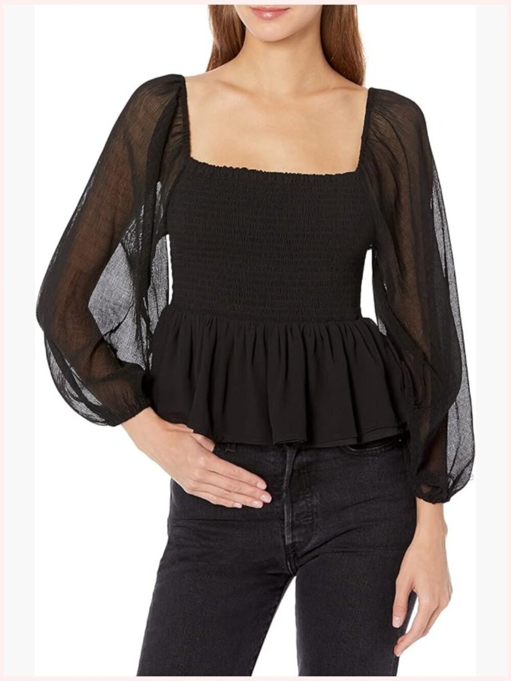 Long Sleeve Off Shoulder Blouse with Puffy Sleeves and Ruched Waist